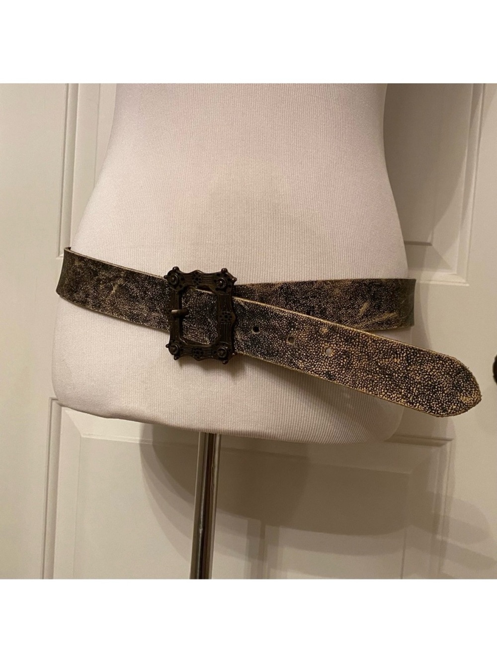 GUIDO ANGELONI BELT BLACK TAN WEATHERED LOOK LEATHER ITALY SIZE 38